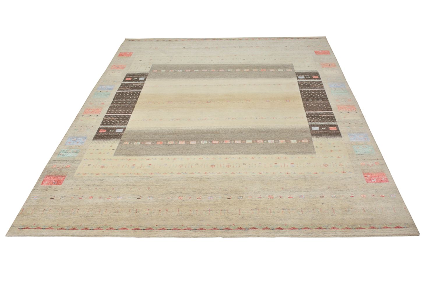 Gabbeh Rug - Loribaft Indus - 300 x 253 cm - light beige