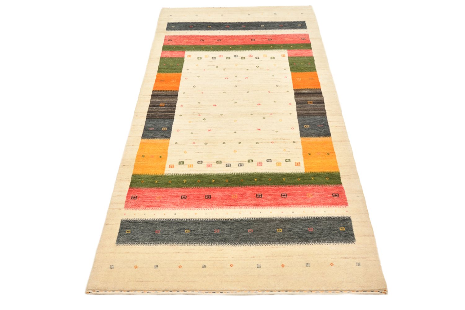 Runner Gabbeh Rug - Loribaft Indus - 195 x 101 cm - light beige