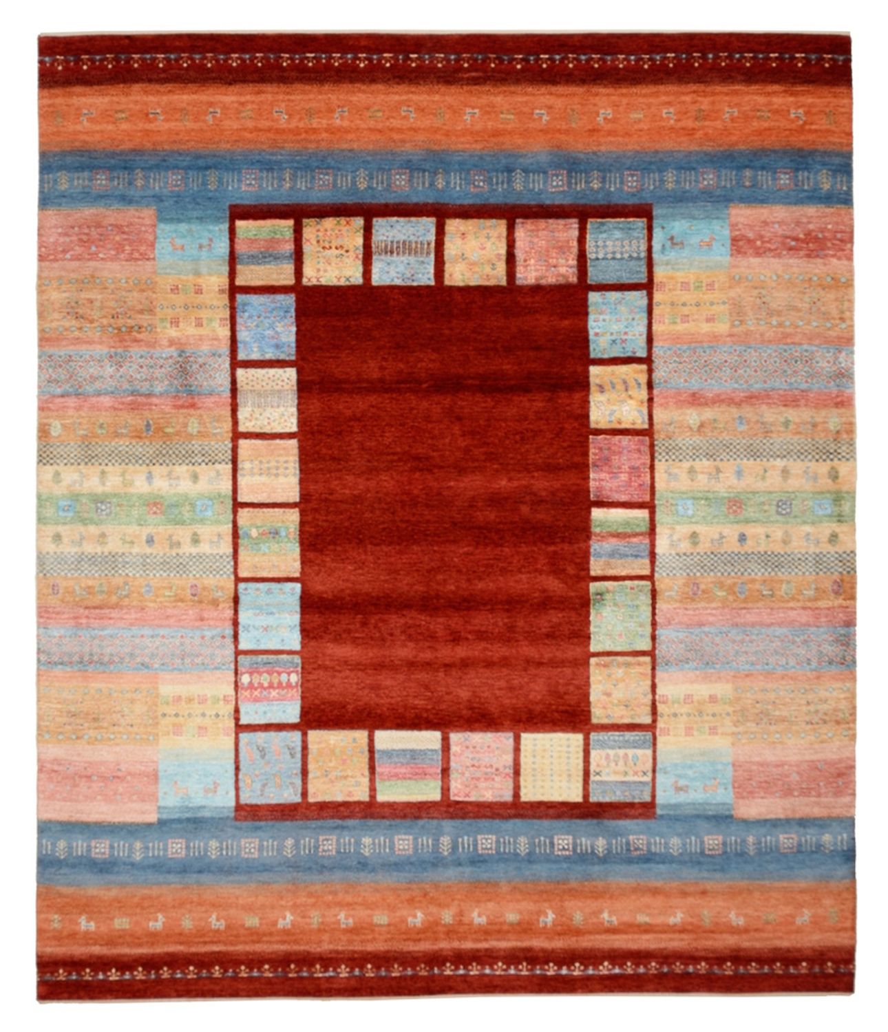 Gabbeh Rug - Loribaft Indus - 302 x 253 cm - red