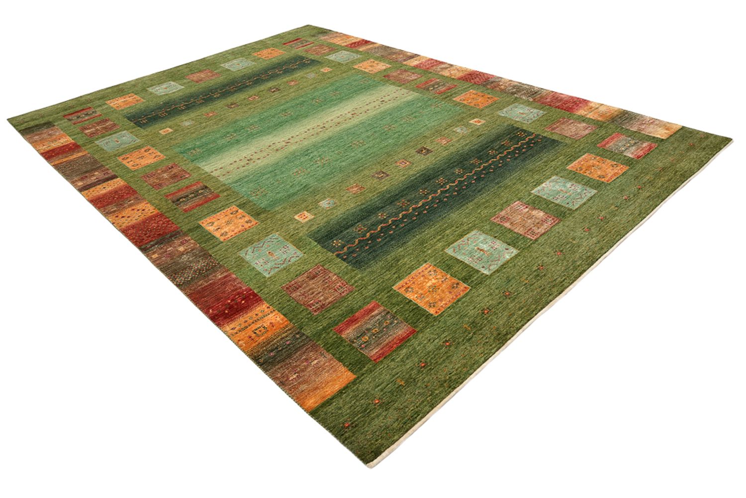 Gabbeh Rug - Loribaft Indus - 303 x 244 cm - green