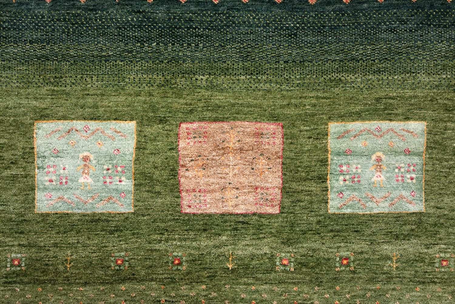 Gabbeh Rug - Loribaft Indus - 303 x 244 cm - green