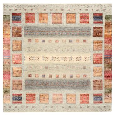 Gabbeh Rug - Loribaft Indus square  - 202 x 199 cm - light beige