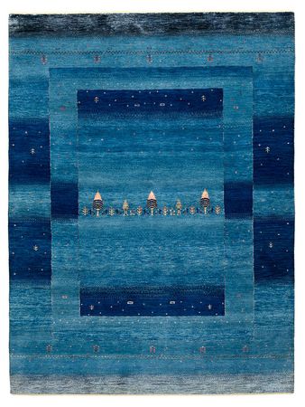 Gabbeh Rug - Loribaft Indus - 201 x 152 cm - sea blue