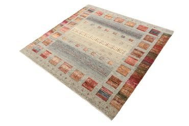 Gabbeh Rug - Loribaft Indus square  - 156 x 152 cm - dark beige