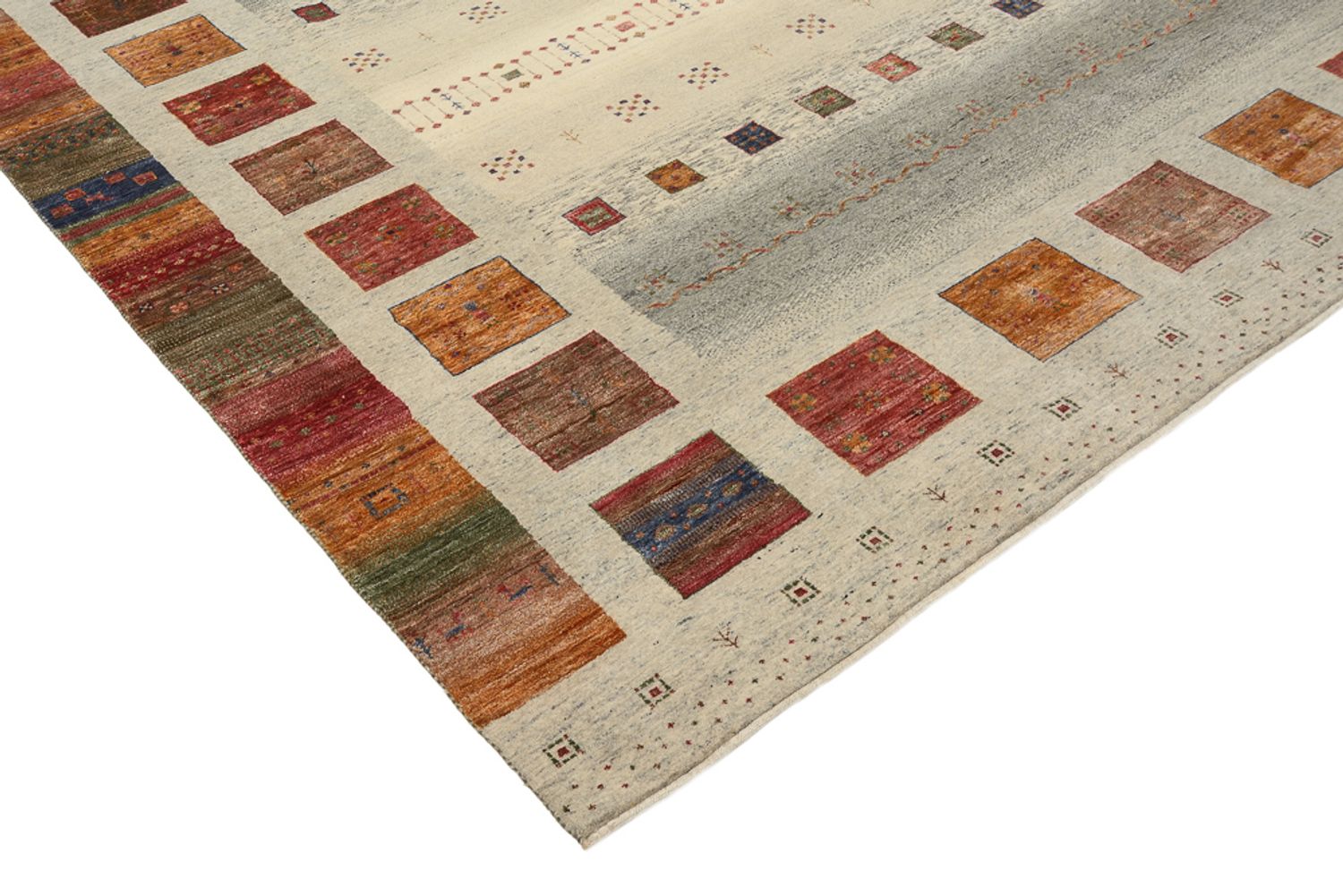 Gabbeh Rug - Loribaft Indus square  - 249 x 248 cm - dark beige