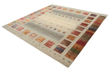 Gabbeh Rug - Loribaft Indus square  - 249 x 248 cm - dark beige