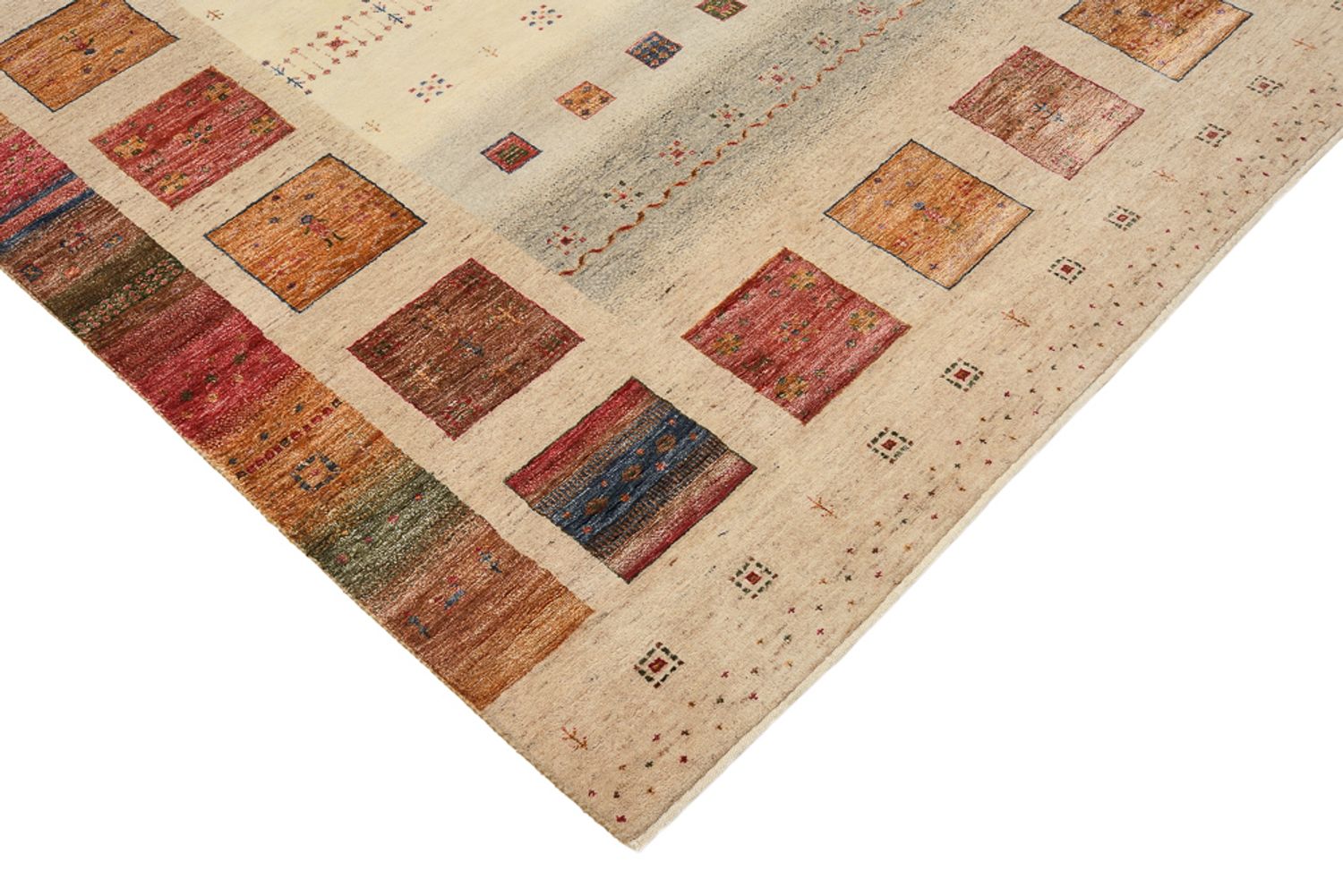 Gabbeh Rug - Loribaft Indus square  - 204 x 202 cm - light beige