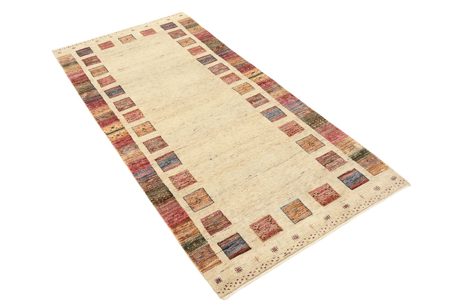 Runner Gabbeh Rug - Loribaft Indus - 204 x 95 cm - multicolored