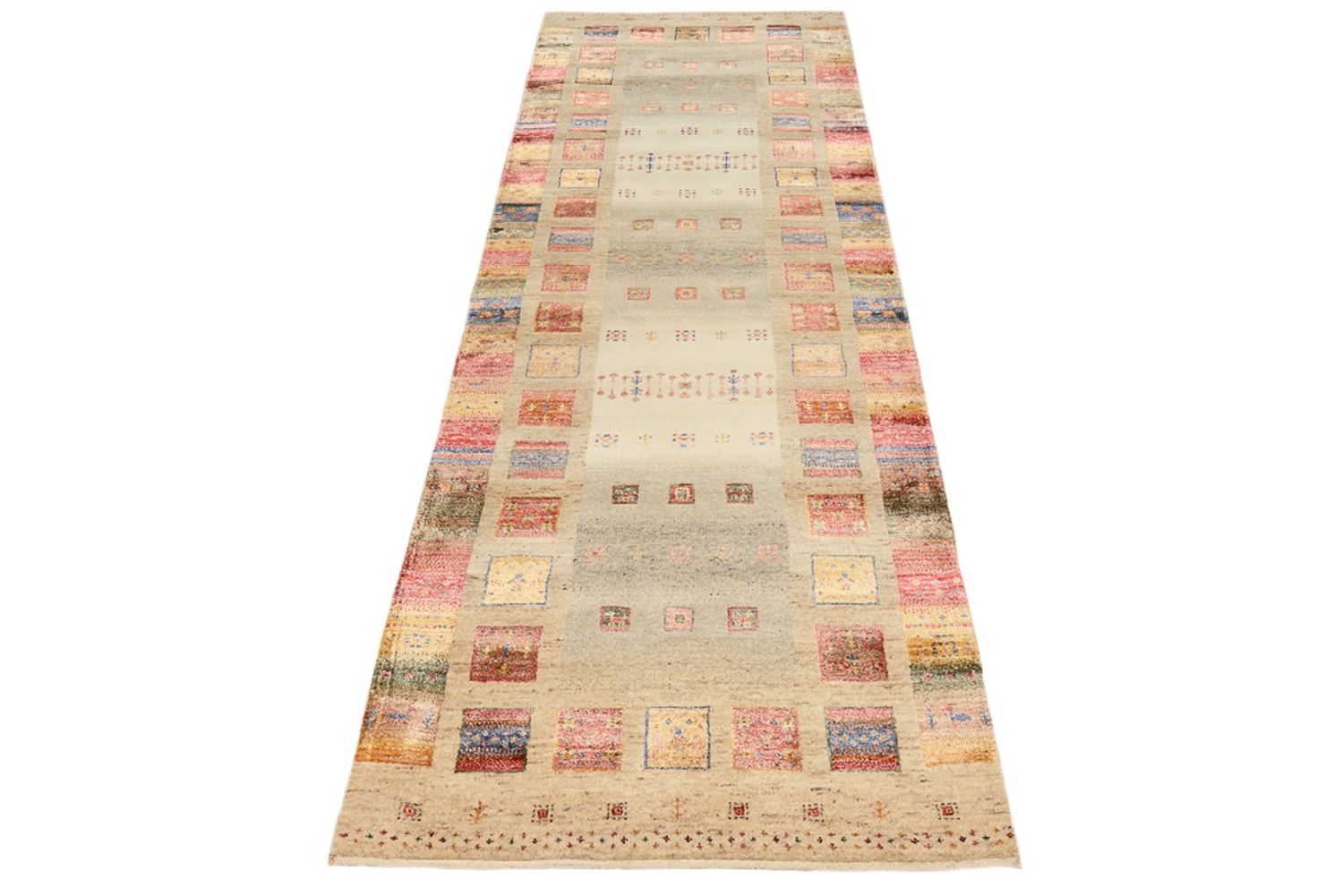 Runner Gabbeh Rug - Loribaft Indus - 245 x 83 cm - multicolored