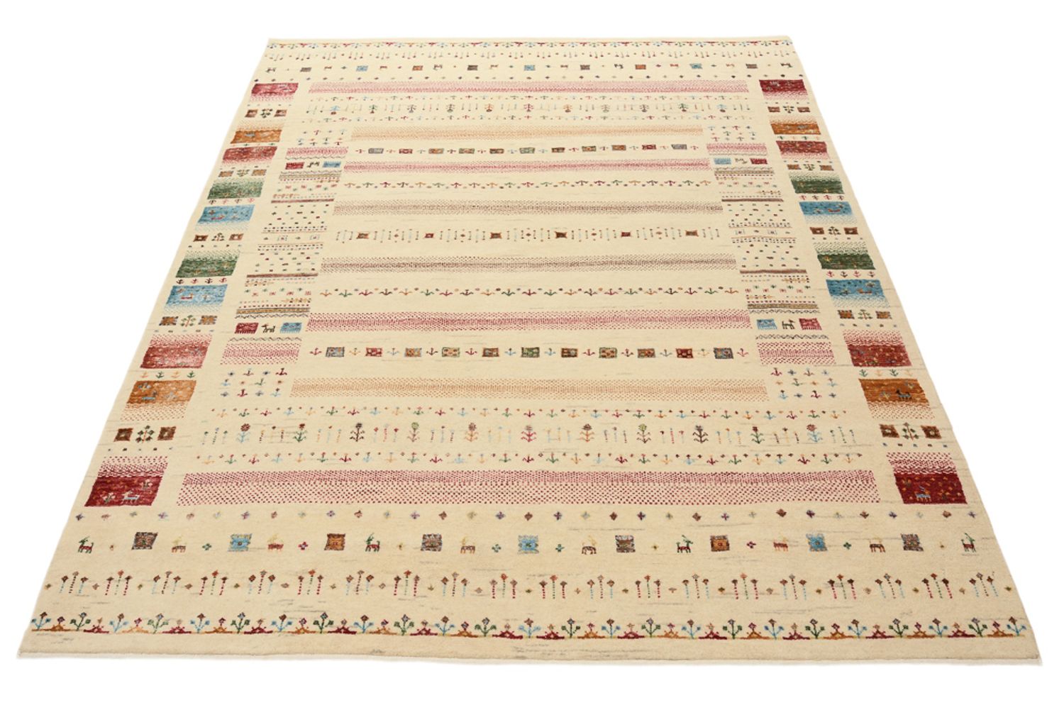 Gabbeh Rug - Loribaft Indus - 201 x 155 cm - light beige