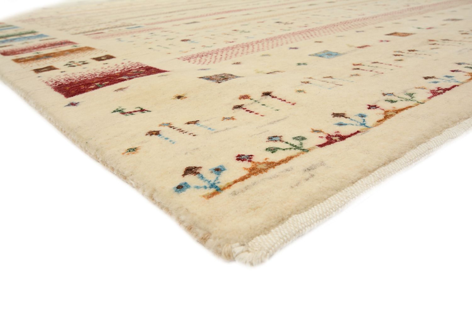 Gabbeh Rug - Loribaft Indus - 201 x 155 cm - light beige