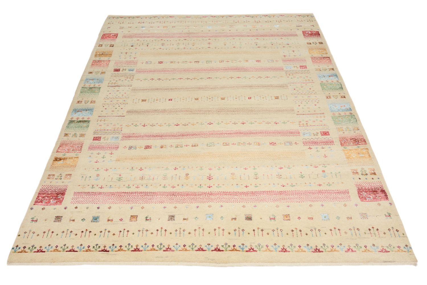 Gabbeh Rug - Loribaft Indus - 201 x 155 cm - light beige