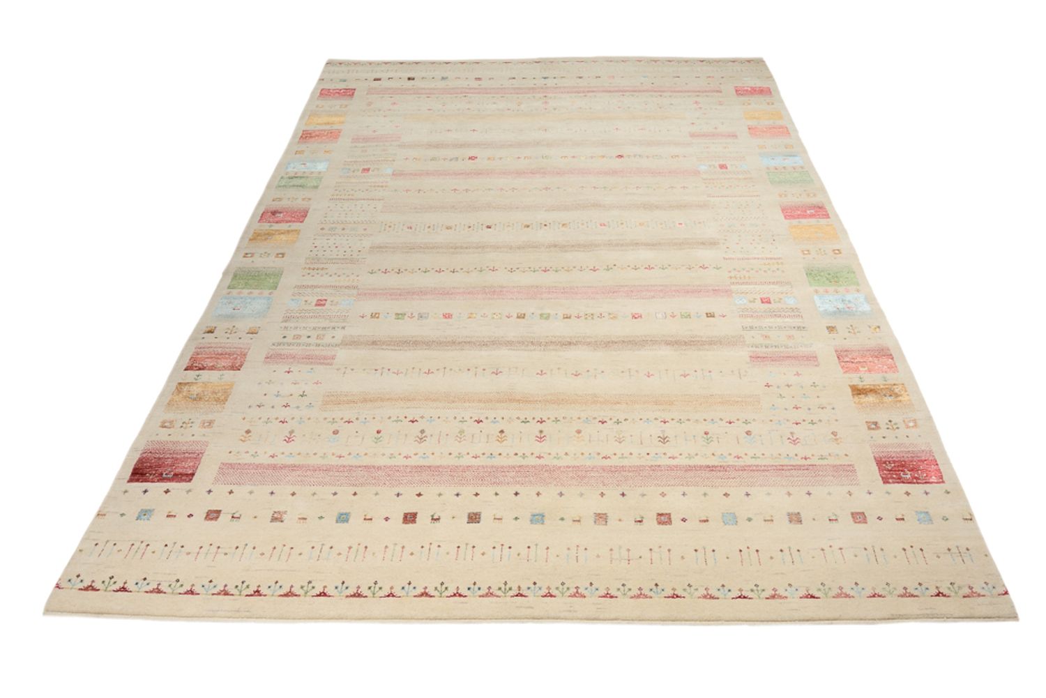 Gabbeh Rug - Loribaft Indus - 356 x 251 cm - light beige