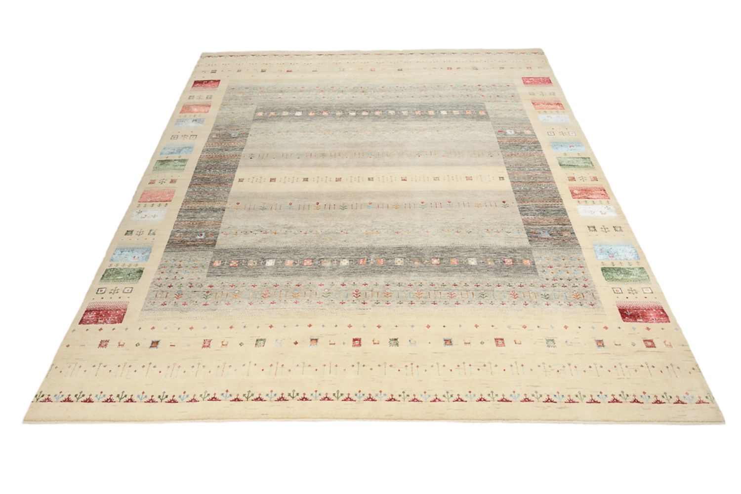 Gabbeh Rug - Loribaft Indus - 304 x 251 cm - light beige