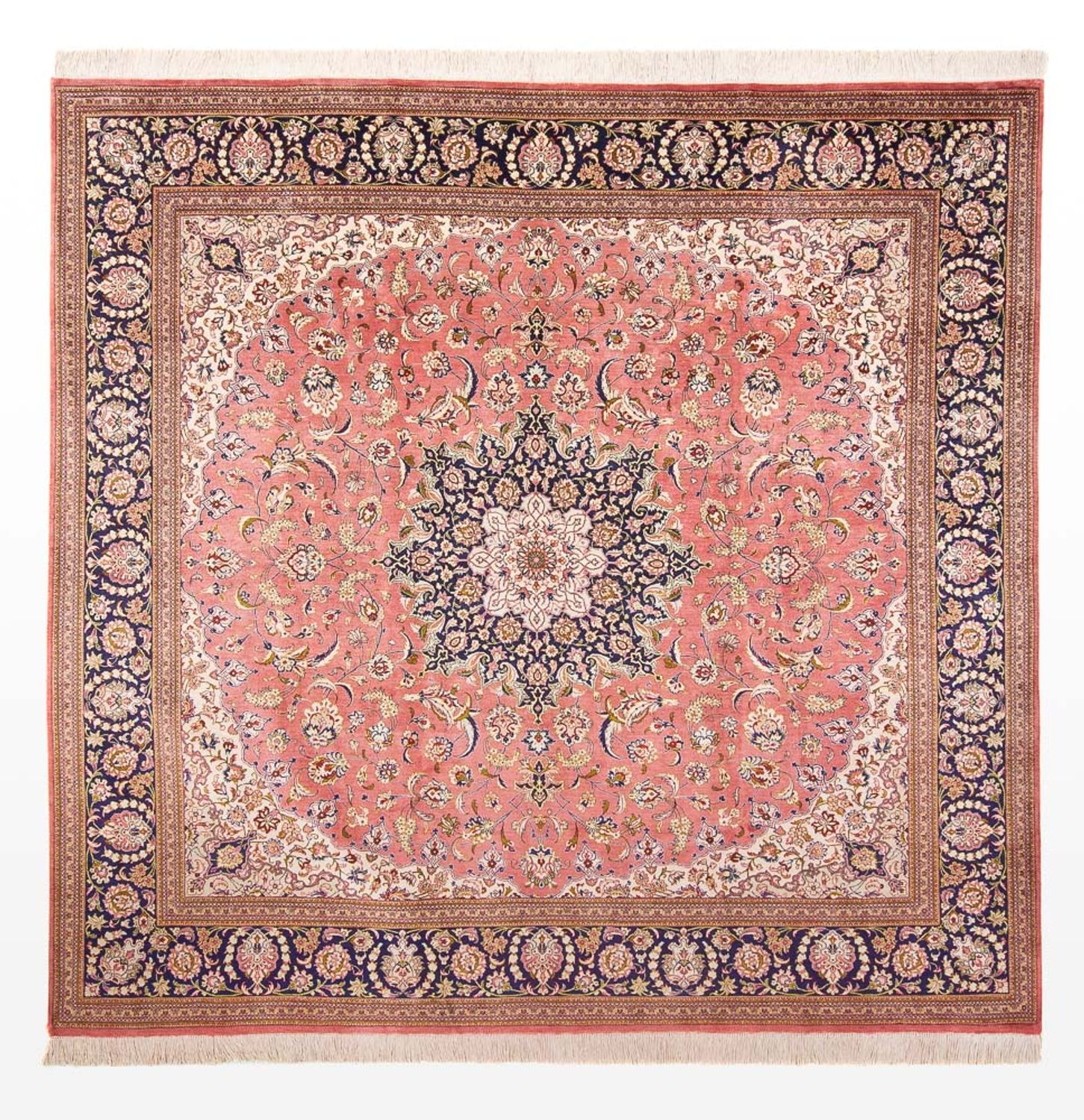 Silk Rug - Ghom Silk - Premium square  - 247 x 247 cm - light red