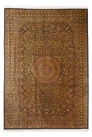 Silk Rug - Ghom Silk - Premium - 353 x 242 cm - black