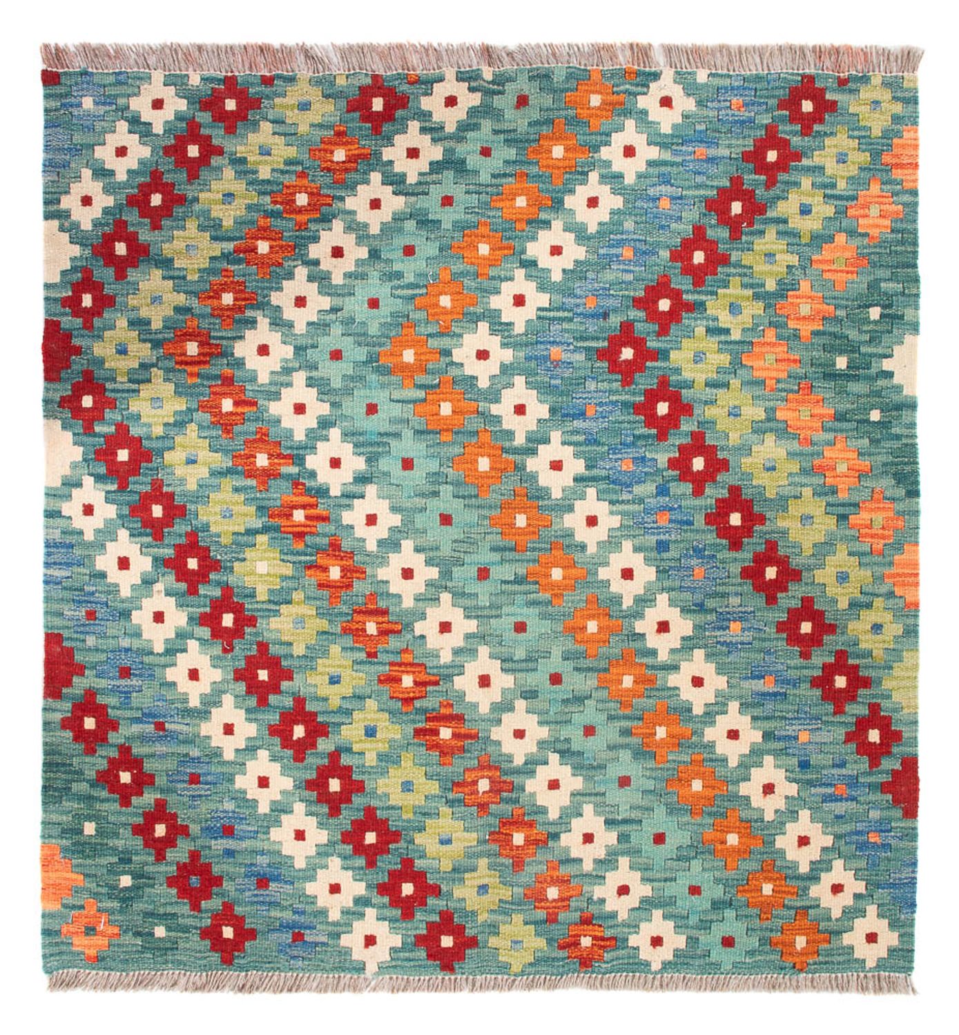 Kelim Rug - Splash square  - 88 x 90 cm - multicolored