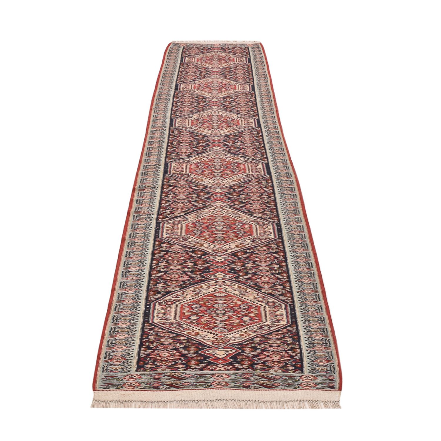 Runner Kelim Rug - Oriental - 395 x 85 cm - dark beige