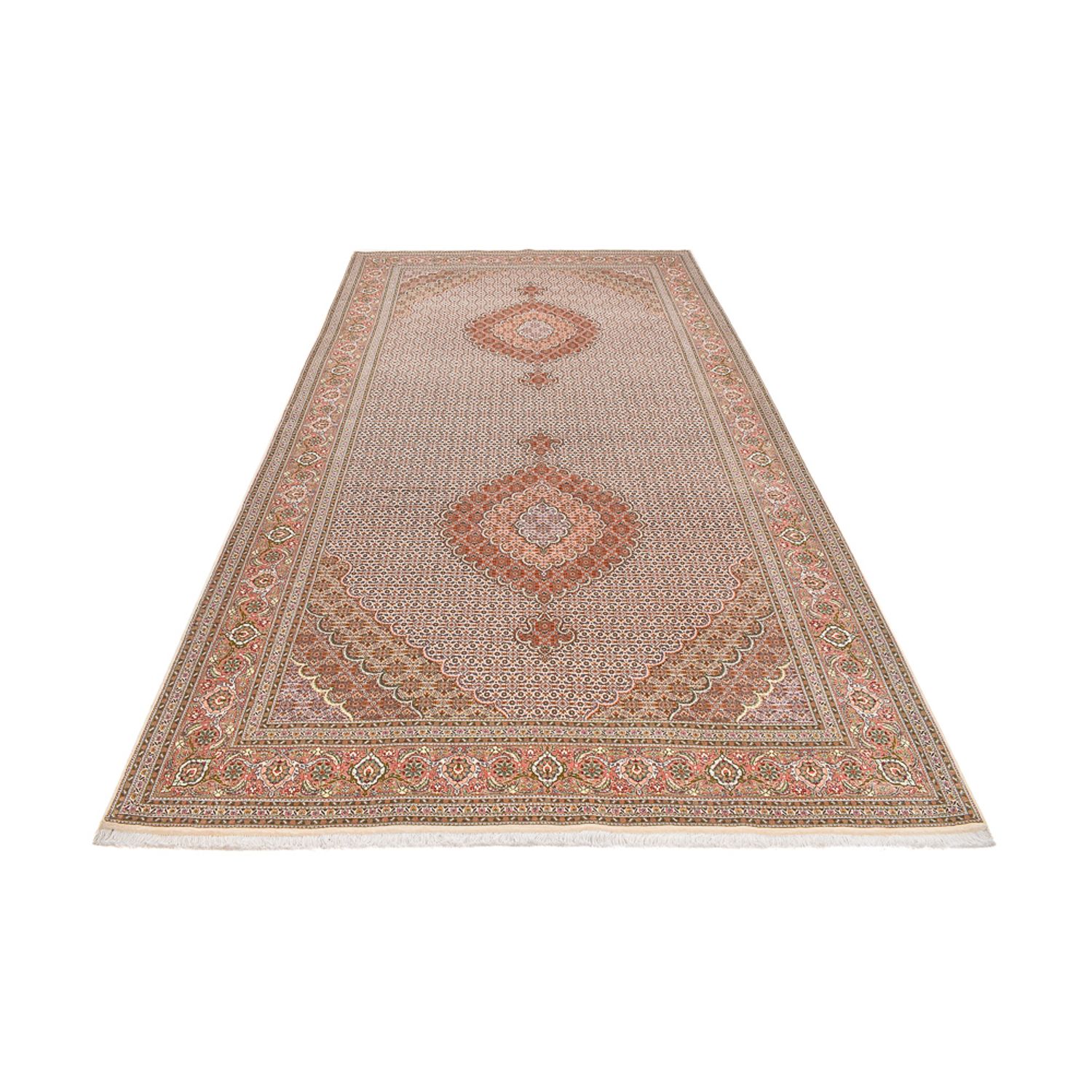 Runner Perser Rug - Tabriz - Royal - 400 x 202 cm - light red