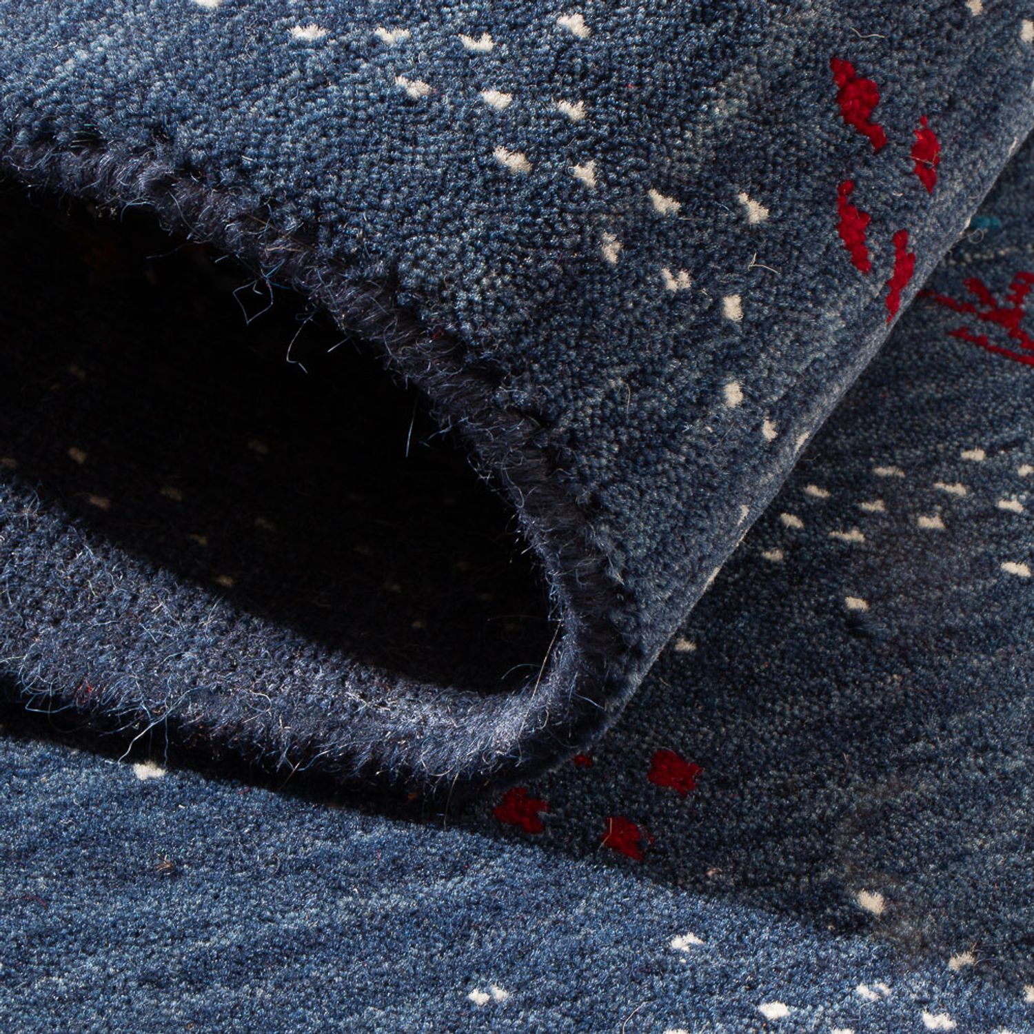 Wool Rug - 90 x 60 cm - dark blue