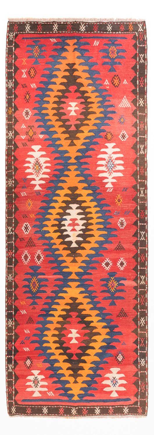 Runner Kelim Rug - Old - 430 x 155 cm - red