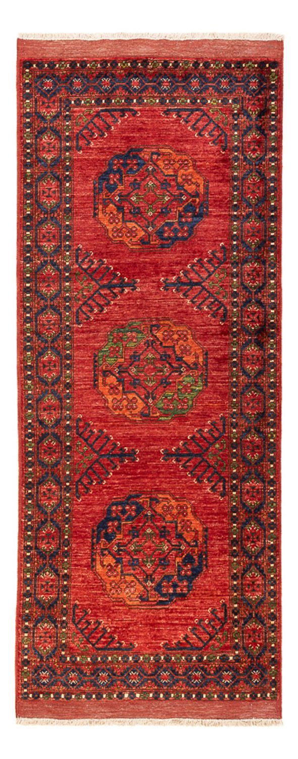 Runner Afghan Rug - 201 x 81 cm - red