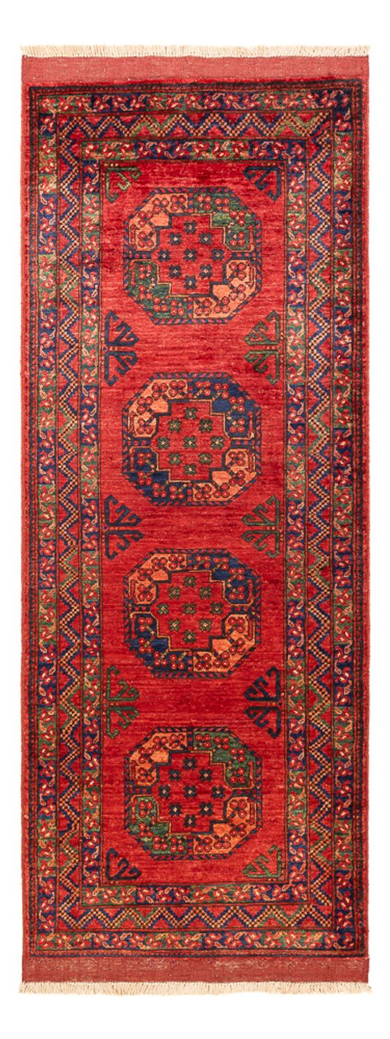 Runner Afghan Rug - 216 x 83 cm - red