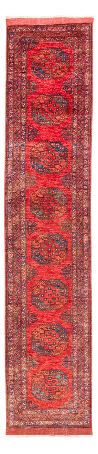 Runner Afghan Rug - 390 x 82 cm - red