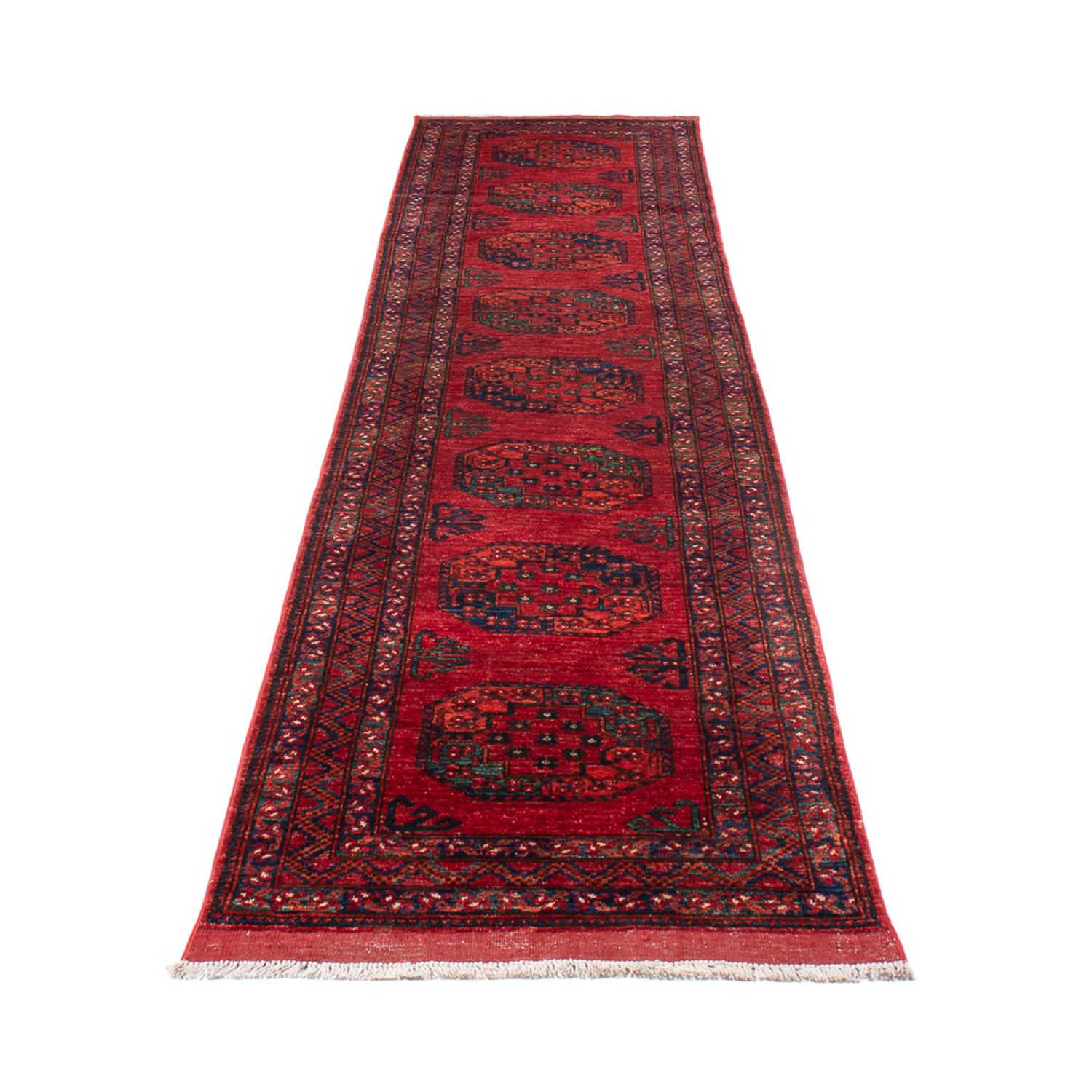 Runner Afghan Rug - 395 x 76 cm - red