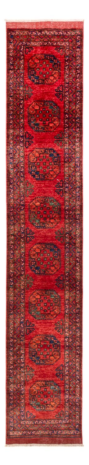 Runner Afghan Rug - 395 x 77 cm - red