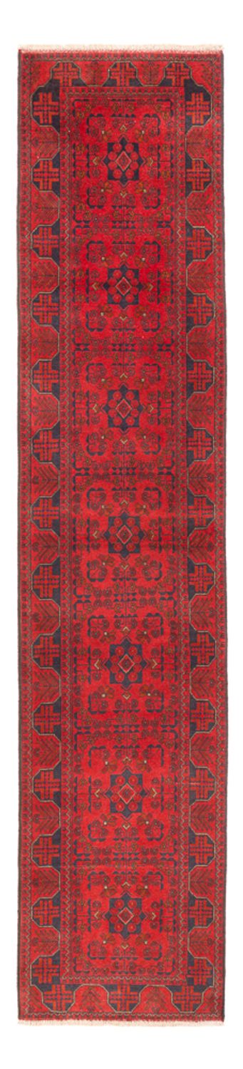 Runner Afghan Rug - Kunduz - 390 x 80 cm - red