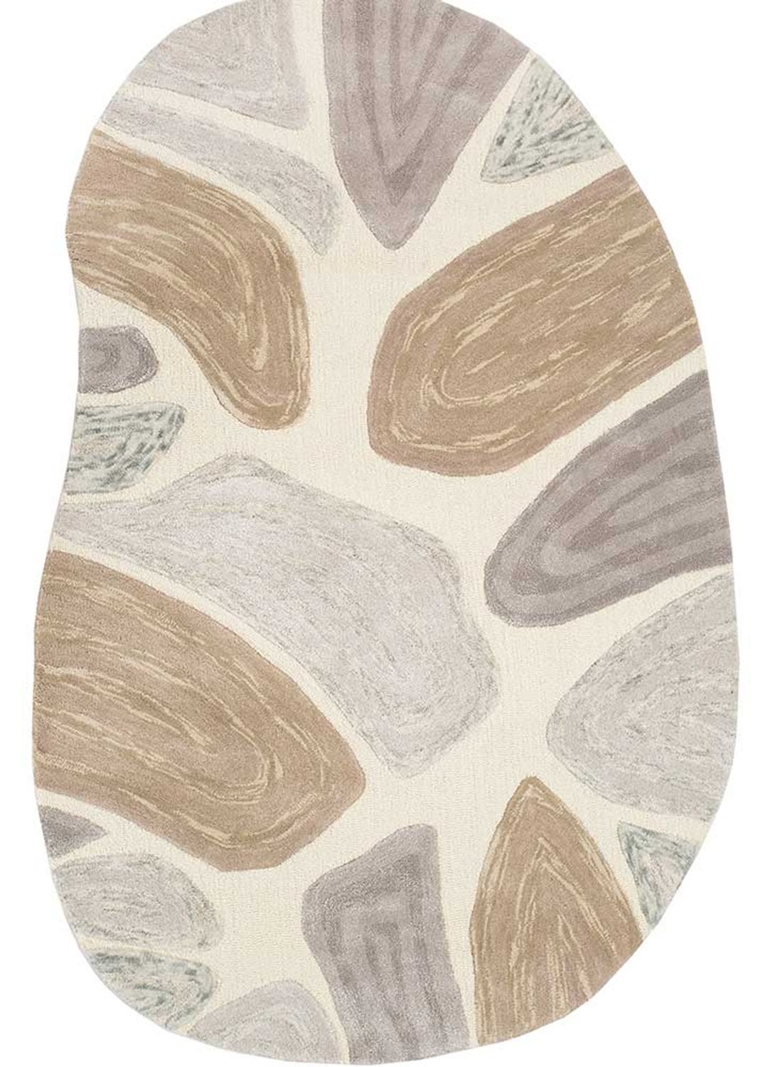 Wool Rug other shape  - 218 x 143 cm - cream