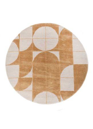 Wool Rug round  - 180 x 180 cm - gold