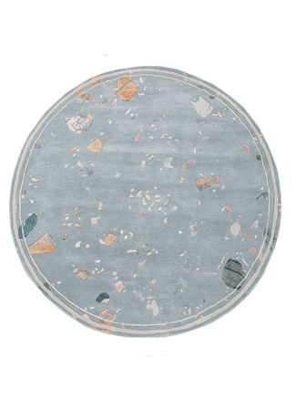 Wool Rug round  - 180 x 180 cm - light blue