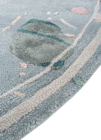 Wool Rug round  - 180 x 180 cm - light blue