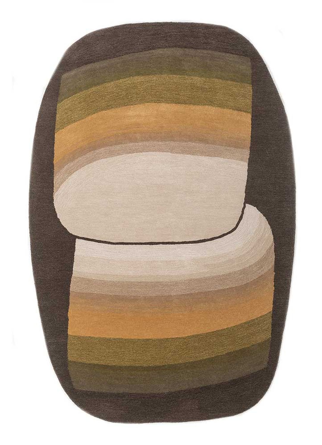 Wool Rug other shape  - 240 x 150 cm - brown