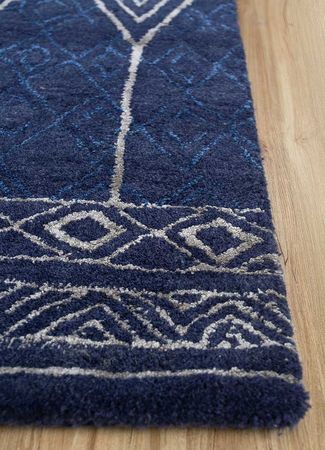 Wool Rug - 240 x 150 cm - dark blue