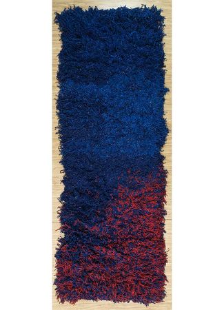 Runner Wool Rug - 365 x 124 cm - blue