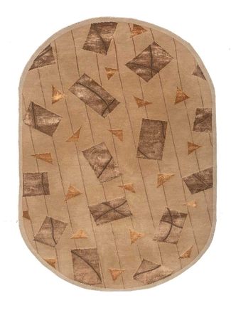 Wool Rug oval  - 240 x 150 cm - beige