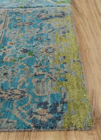 Patchwork Rug - 210 x 180 cm - blue