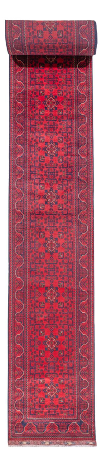 Runner Afghan Rug - Kunduz - 945 x 78 cm - red