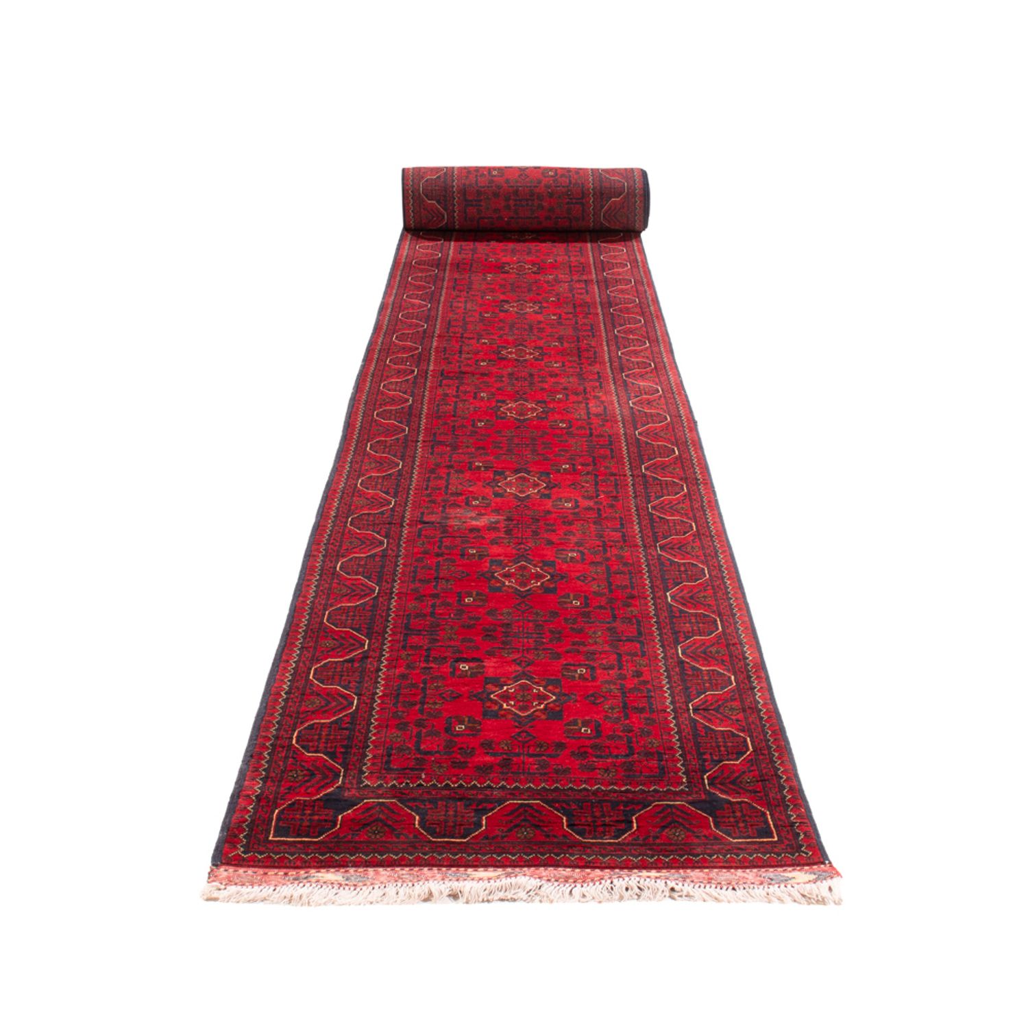 Runner Afghan Rug - Kunduz - 945 x 78 cm - red