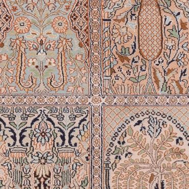 Runner Silk Rug - Kashmir Silk - 243 x 80 cm - dark beige