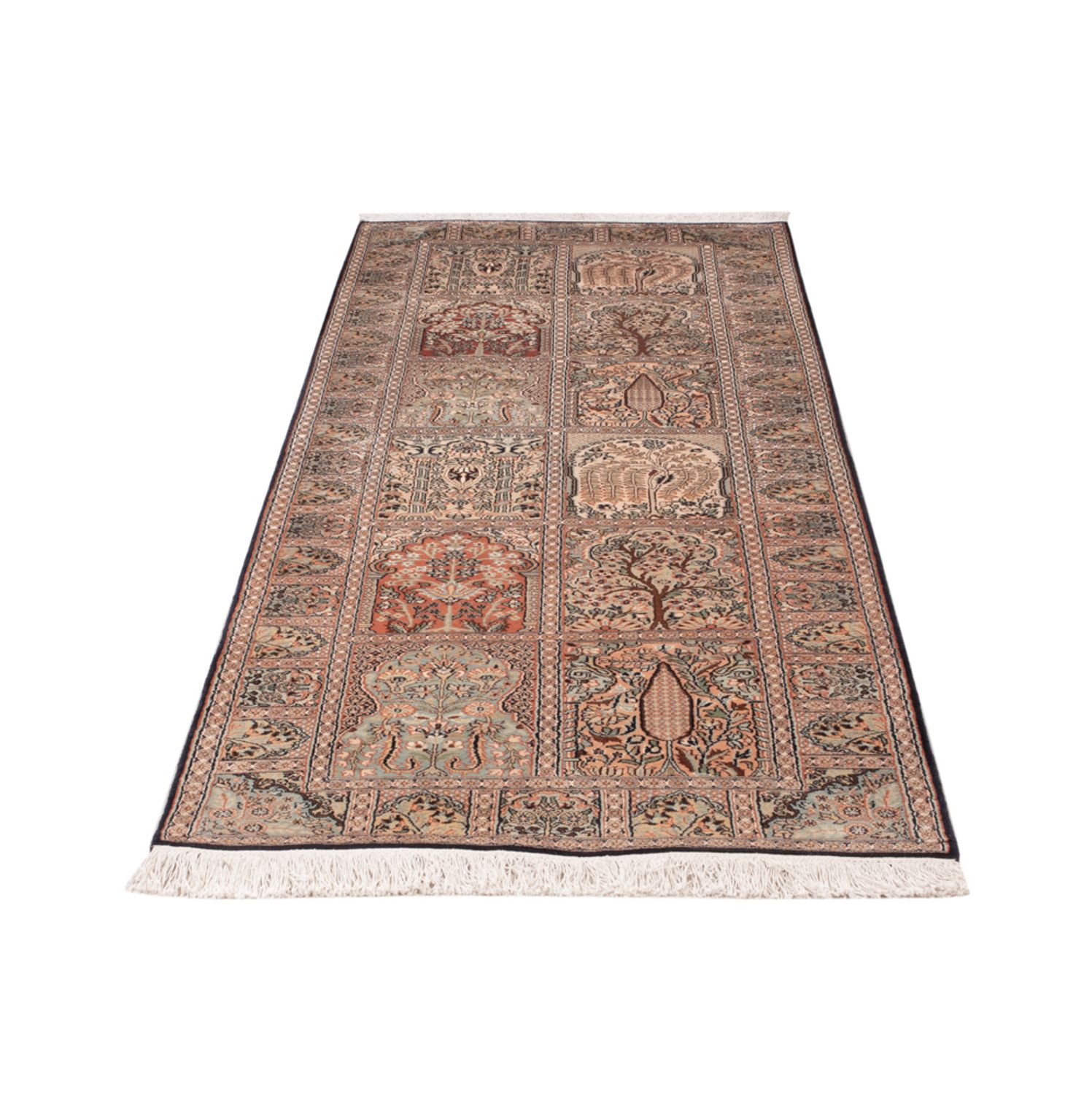Runner Silk Rug - Kashmir Silk - 237 x 79 cm - dark beige