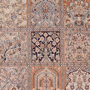 Runner Silk Rug - Kashmir Silk - 305 x 81 cm - dark beige