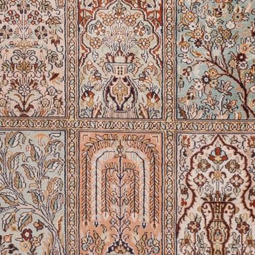 Runner Silk Rug - Kashmir Silk - 285 x 80 cm - dark beige