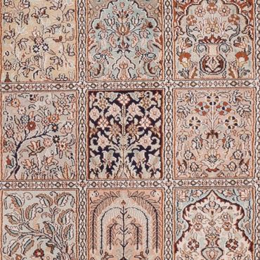 Runner Silk Rug - Kashmir Silk - 298 x 77 cm - dark beige