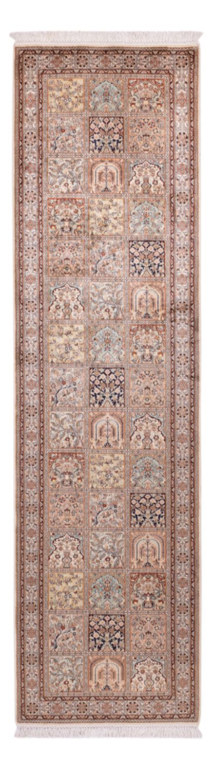 Runner Silk Rug - Kashmir Silk - 301 x 79 cm - dark beige