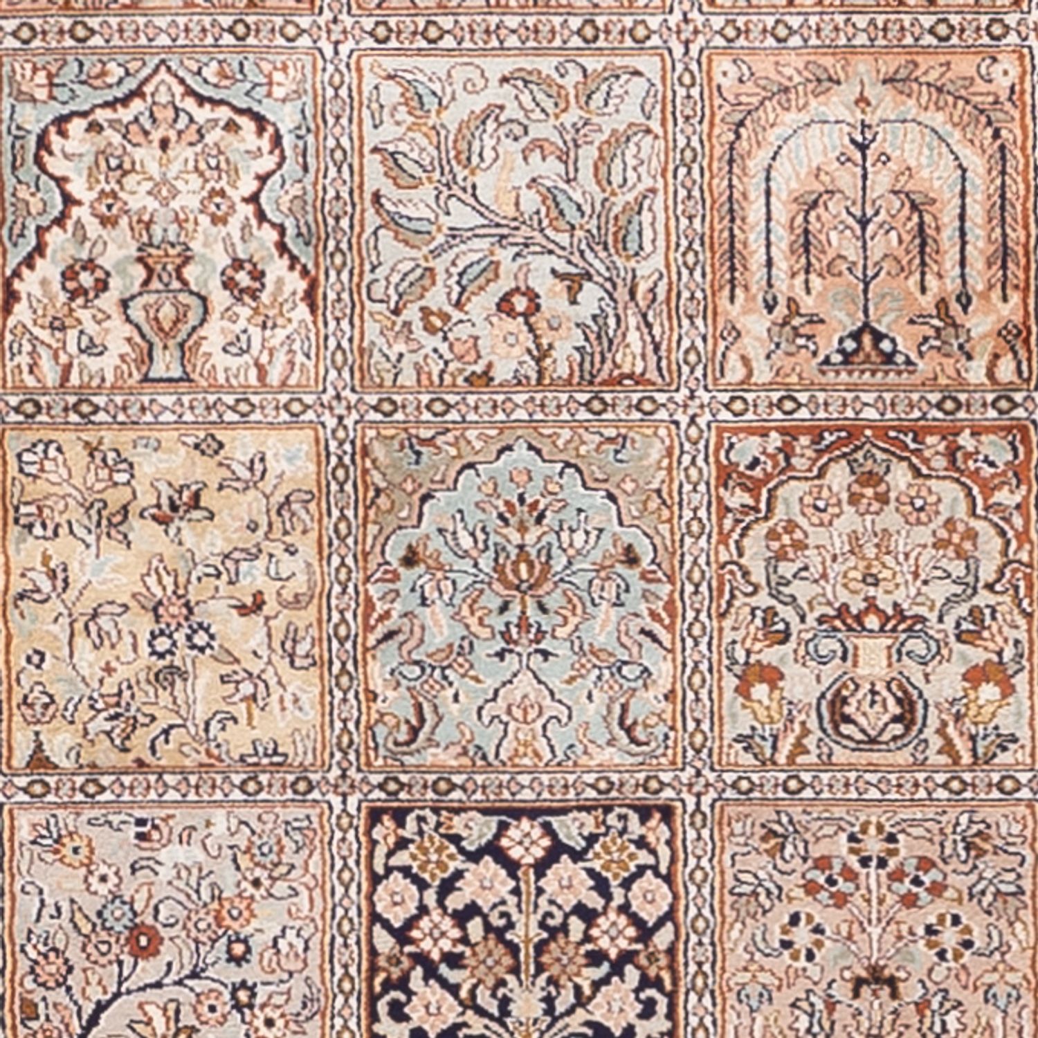Runner Silk Rug - Kashmir Silk - 301 x 79 cm - dark beige