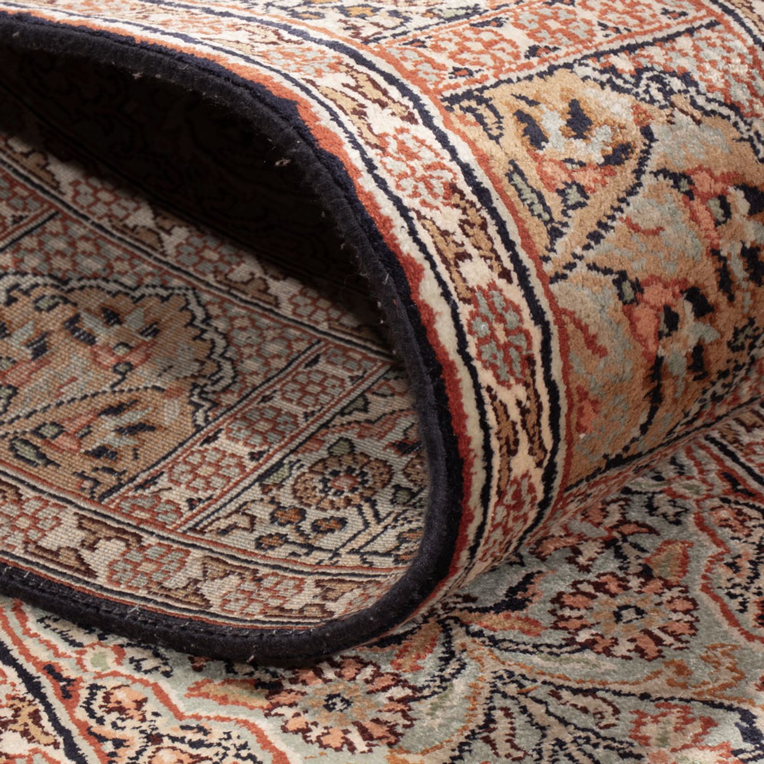 Runner Silk Rug - Kashmir Silk - 296 x 77 cm - dark beige